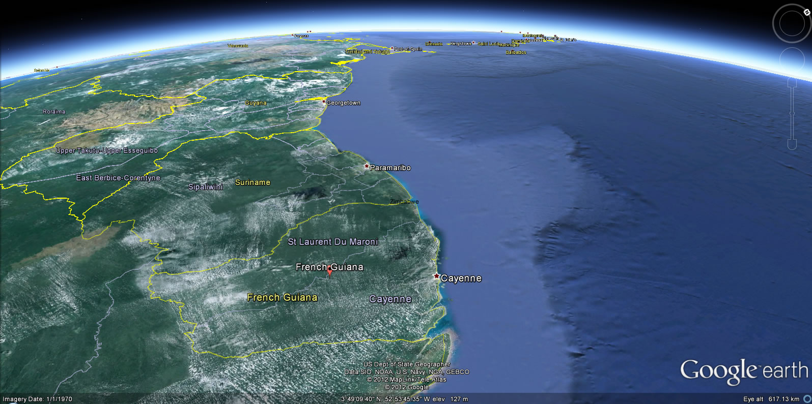Guyane Fransaise terre carte